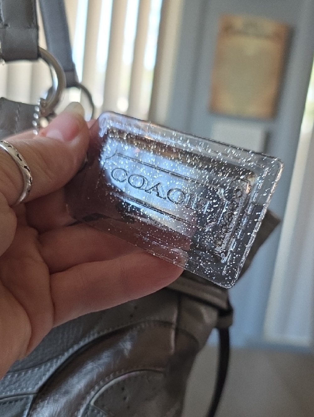 EUC Coach Gray Leather Tote w/ Signature "C" Appliqué - Picture 3 of 10